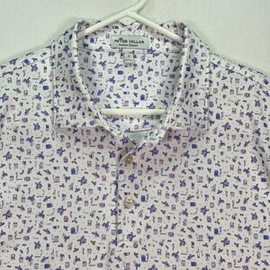 Peter‎ Millar Polo Shirt Mens Large Summer Comfort Gentry Cigar AOP MS21EK27S